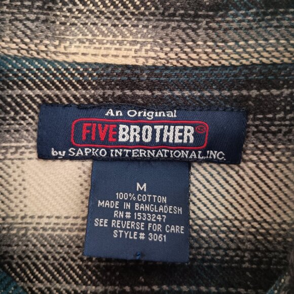 Five Brothers Heavy Weight Blue Black White Plaid Shacket Shirt Men’s Size M - Picture 9 of 16